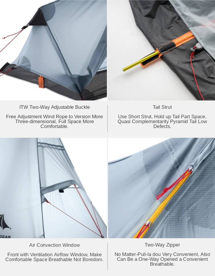 Cheap Goat Tents 3F UL GEAR CangQiong 1 Outdoor Ultralight Camping Tent 3 Season 1 Person Professional 15D Nylon Silicon Coating Rodless  tent Tents 